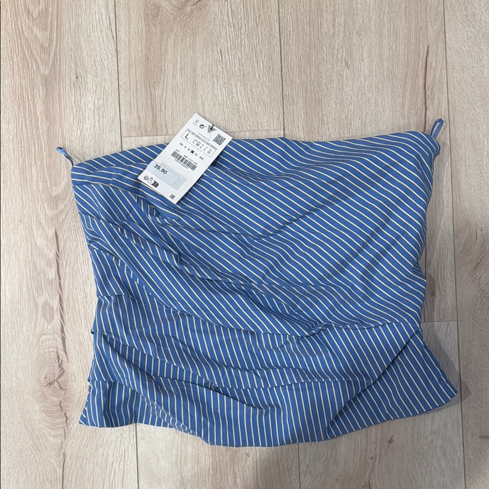 Zara Blue Striped Women's strapless Top
